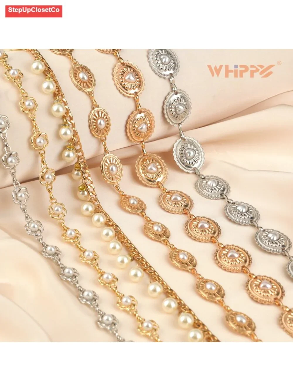 Adjustable Pearl Waist Chain Belt Women Body Chain Link Gold Belts